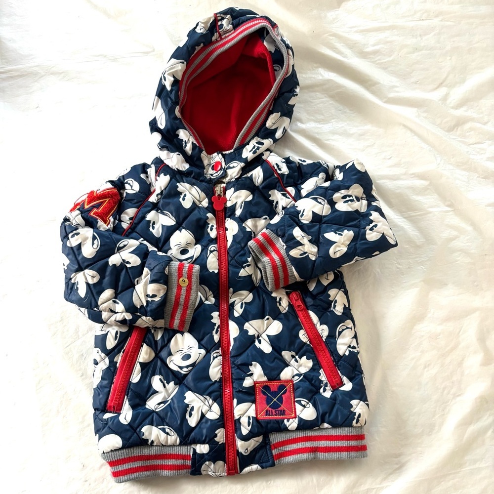 Disney Mickey Mouse Puffer Jacket Navy White sees SZ 3T NWOT - Picture 15 of 15
